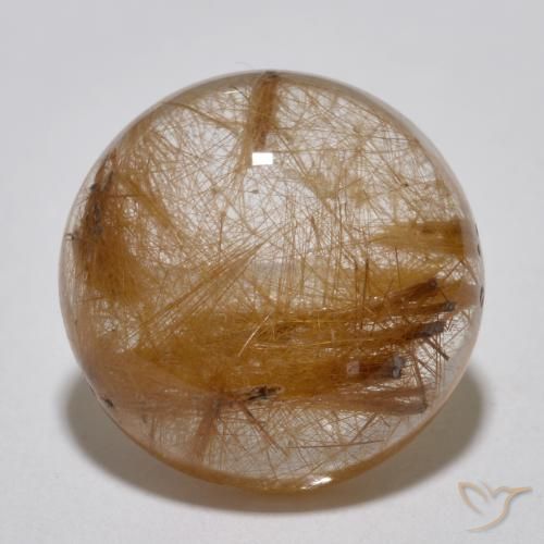 7.14ct 天然 非常浅的茶褐色 金红石石英, 圆形的, 半透明