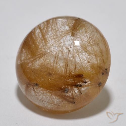 7.14克拉天然金红石石英，圆形的，半透明