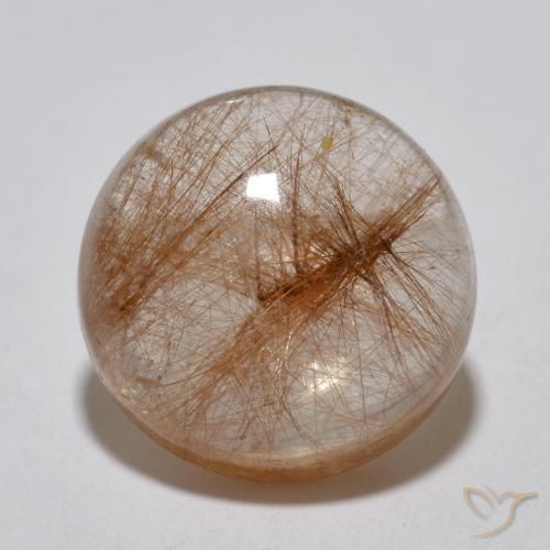 6.99ct 天然 非常浅的茶褐色 金红石石英, 圆形的, 半透明