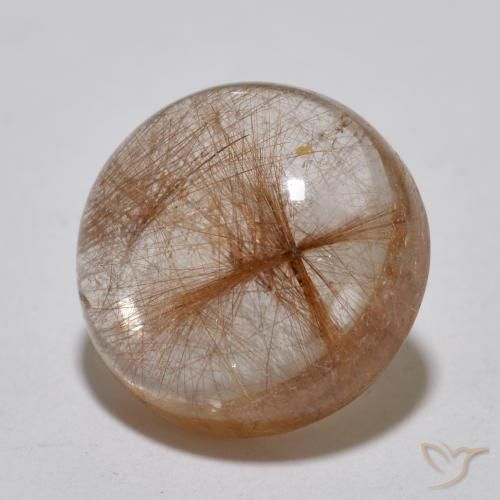 6.99克拉天然金红石石英，圆形的，半透明
