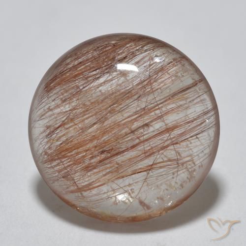 3.96ct 天然 浅肉桂棕 金红石石英, 圆形的, 半透明