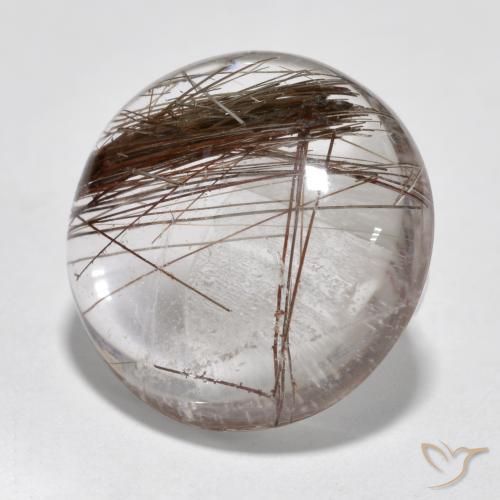 6.95克拉天然金红石石英，圆形的，透明
