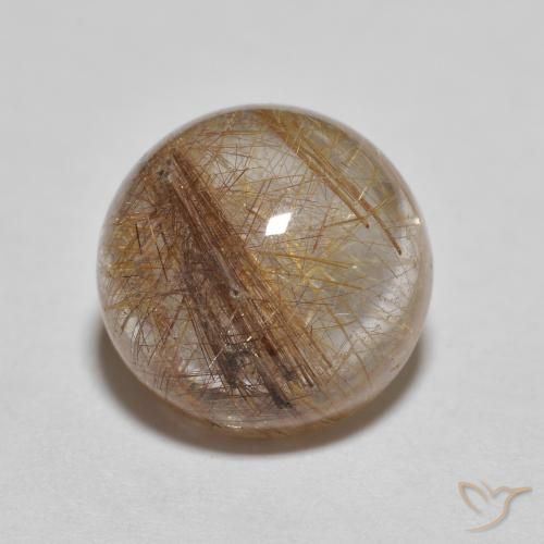 3.71ct 天然 非常浅的茶褐色 金红石石英, 圆形的, 透明