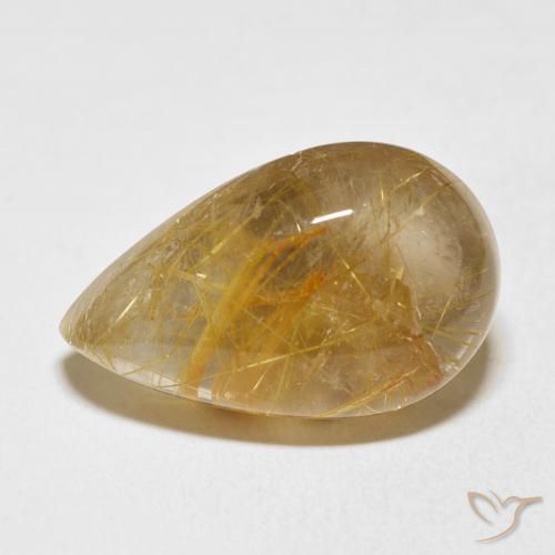 15.75ct 天然 黄金色 金红石石英, 梨形, 透明
