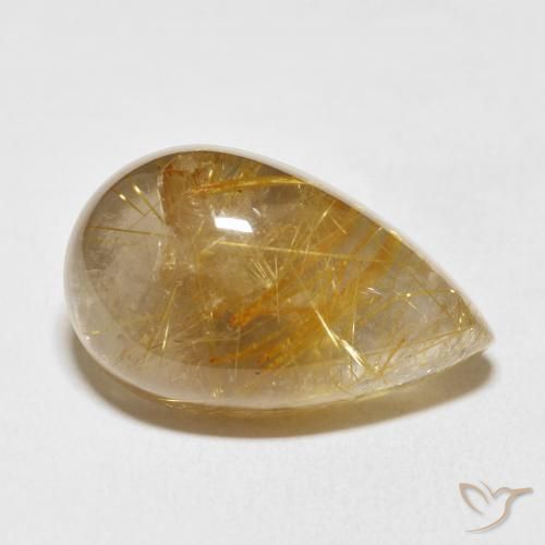 15.75克拉天然金红石石英，梨形，透明