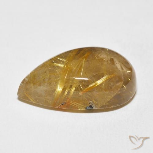 15.75克拉天然金红石石英，梨形，透明