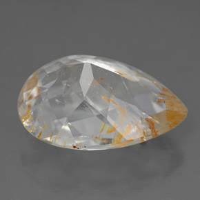 11.36克拉天然黄色金红石托帕石，梨形，16.6×13毫米，透明
