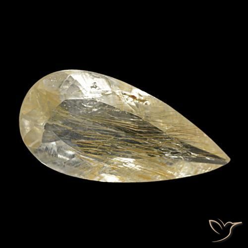 1.75克拉天然黄色金红石托帕石，梨形，12.2×6毫米，透明