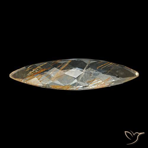 6.64克拉天然金红石黄玉，榄尖形，透明