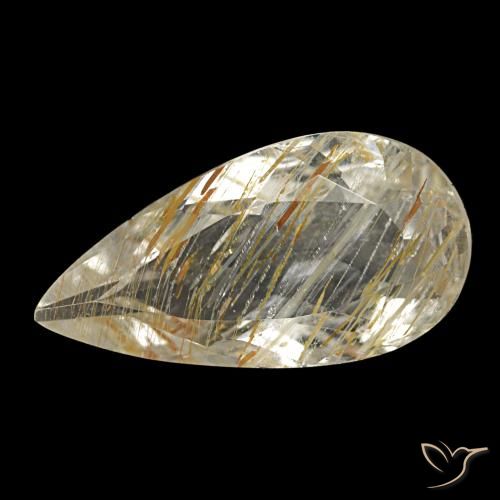 1.84克拉天然黄色金红石托帕石，梨形，11.8×6.1毫米，透明