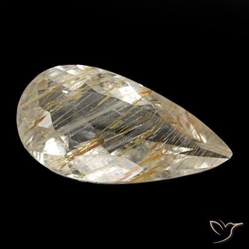1.84克拉天然黄色金红石托帕石，梨形，11.8×6.1毫米，透明