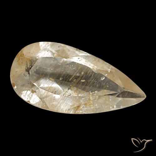 2.67克拉天然黄色金红石托帕石，梨形，13.5×6.8毫米，透明