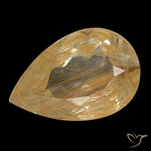 4.64克拉天然黄色金红石托帕石，梨形，13.6×9.1毫米，透明