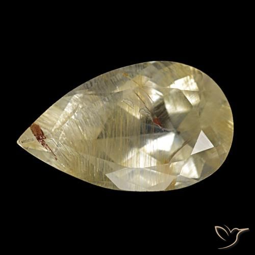 4.06克拉天然黄色金红石托帕石，梨形，13.2×8毫米，透明