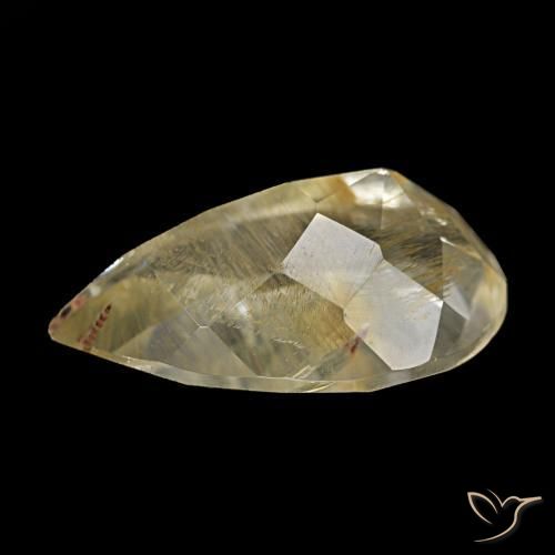 4.06克拉天然黄色金红石托帕石，梨形，13.2×8毫米，透明