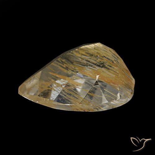 2.18克拉天然黄色金红石托帕石，梨形，9.3×7.3毫米，透明