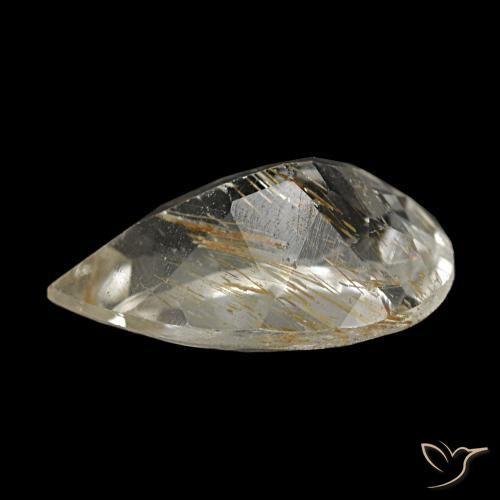 2.28克拉天然黄色金红石托帕石，梨形，10.3×6.9毫米，透明