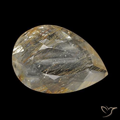 2.67克拉天然黄色金红石托帕石，梨形，11.9×8.3毫米，透明