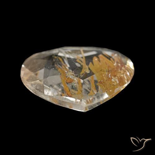 1.13克拉天然黄色金红石托帕石，梨形，8×7.8毫米，透明