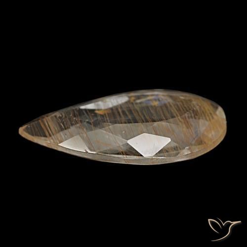 3.56克拉天然棕色金红石托帕石，梨形，15.3×8毫米，透明