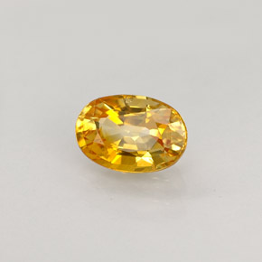 0.99克拉天然黄色蓝宝石，椭圆形切割，7.1×4.8毫米，VVS