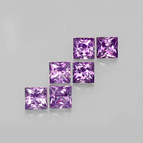 天然紫罗兰色蓝宝石，方形，3×2.9毫米，VVS-VS