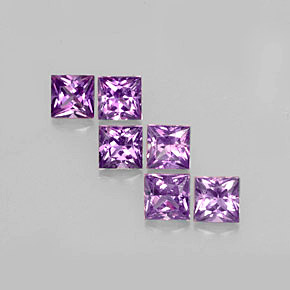 天然紫罗兰色蓝宝石，方形，3×2.9毫米，VVS-VS