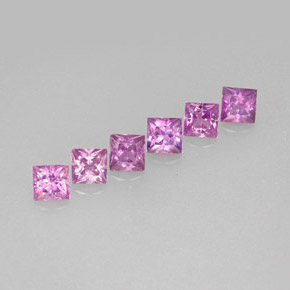 天然紫罗兰色蓝宝石，方形，3×3毫米，VVS-VS
