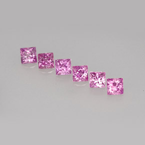 天然紫罗兰色蓝宝石，方形，3×3毫米，VVS-VS