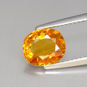 1.96克拉天然黄色蓝宝石，椭圆形切割，8.3×7毫米，VS