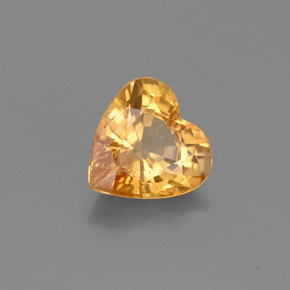0.89克拉天然黄色蓝宝石，心形，6×5.9毫米，VS