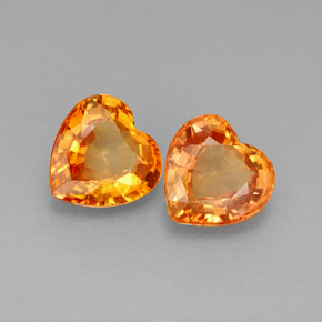 天然橙色蓝宝石，心形，6.2×6.1毫米，VS-SI
