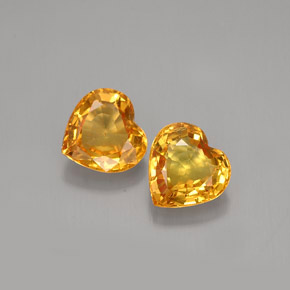 天然橙色蓝宝石，心形，6.1×6.1毫米，VVS-VS
