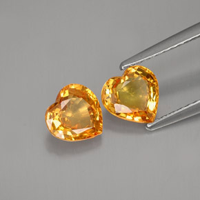 天然橙色蓝宝石，心形，6.1×6.1毫米，VVS-VS