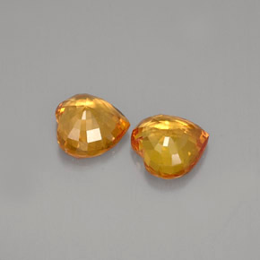 天然橙色蓝宝石，心形，6.1×6.1毫米，VVS-VS
