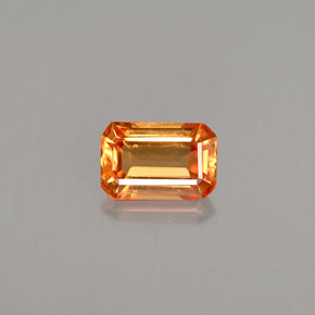 0.75克拉天然橙色蓝宝石，祖母绿式切割，6.1×4.1毫米，VS