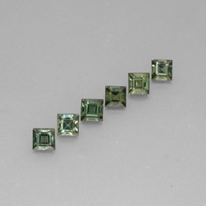 天然绿色蓝宝石，方形，3.9×3.8毫米，VVS-VS