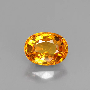 1.24克拉天然黄色蓝宝石，椭圆形切割，6.9×5.2毫米，VVS