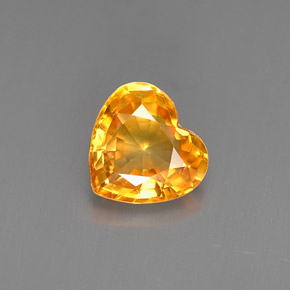0.95克拉天然橙色蓝宝石，心形，6.2×5.9毫米，VVS