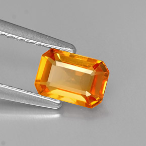 0.65克拉天然橙色蓝宝石，祖母绿式切割，6.1×4.2毫米，VVS