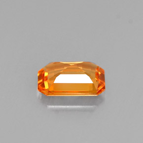 0.65克拉天然橙色蓝宝石，祖母绿式切割，6.1×4.2毫米，VVS