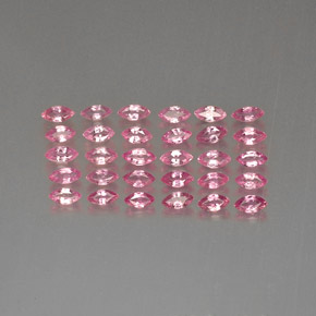 天然粉色蓝宝石，马眼形，4.1×2毫米，VVS