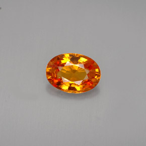 0.90克拉天然橙色蓝宝石，椭圆形切割，7×5.1毫米，VVS