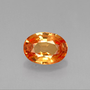 0.95克拉天然橙色蓝宝石，椭圆形切割，6.9×5毫米，VVS-VS
