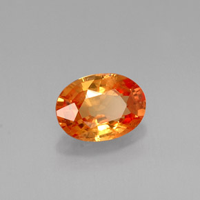 0.95克拉天然橙色蓝宝石，椭圆形切割，6.9×5毫米，VVS-VS