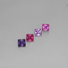 天然多色蓝宝石，方形，3.9×3.9毫米，VVS-VS