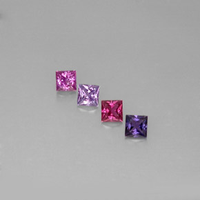 天然多色蓝宝石，方形，3.9×3.9毫米，VVS-VS