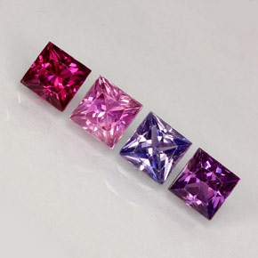 天然多色蓝宝石，方形，3.8×3.7毫米，VVS-VS