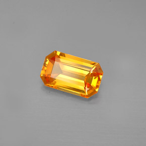 1.38克拉天然橙色蓝宝石，祖母绿式切割，8.4×5.1毫米，VVS-VS