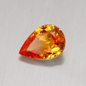 0.83克拉天然橙色蓝宝石，梨形，7.1×5毫米，IF